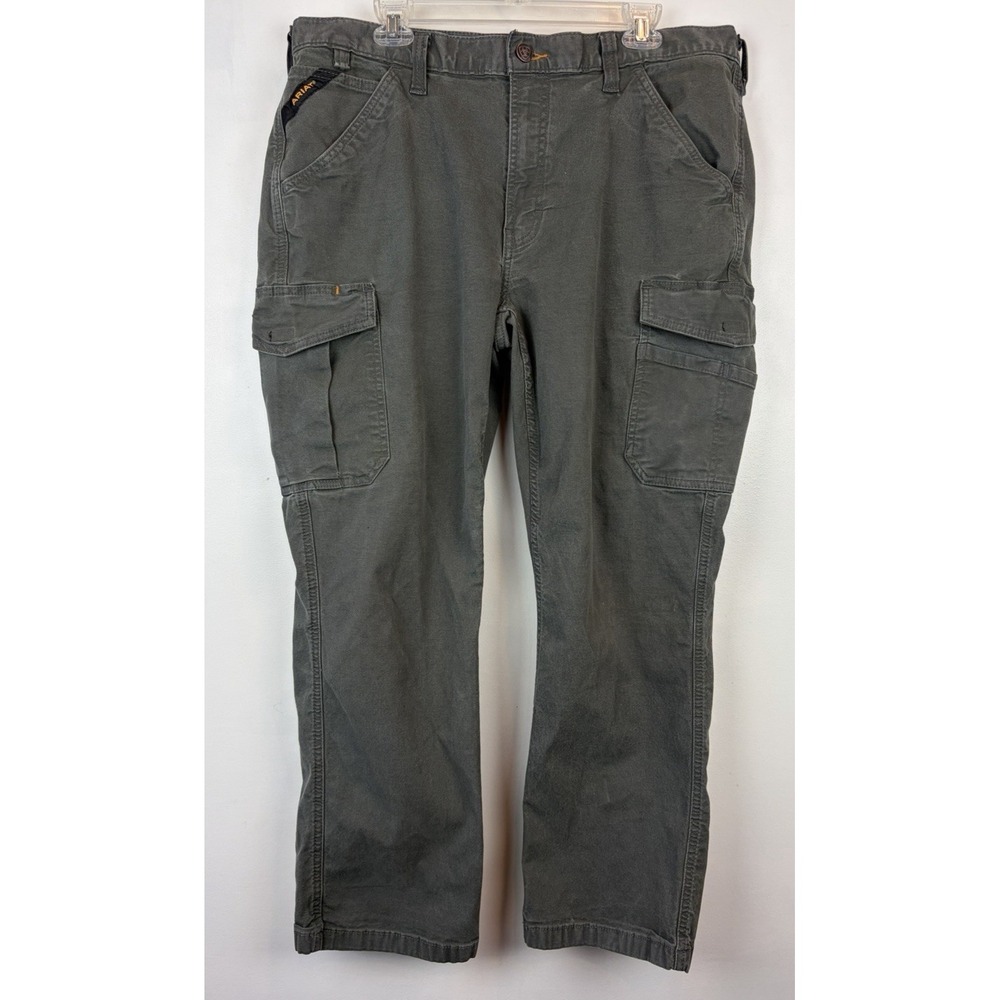Ariat Cargo Pants Mens 38 x 28 M4 Rebar Relaxed Straight Pocket Green Work Read